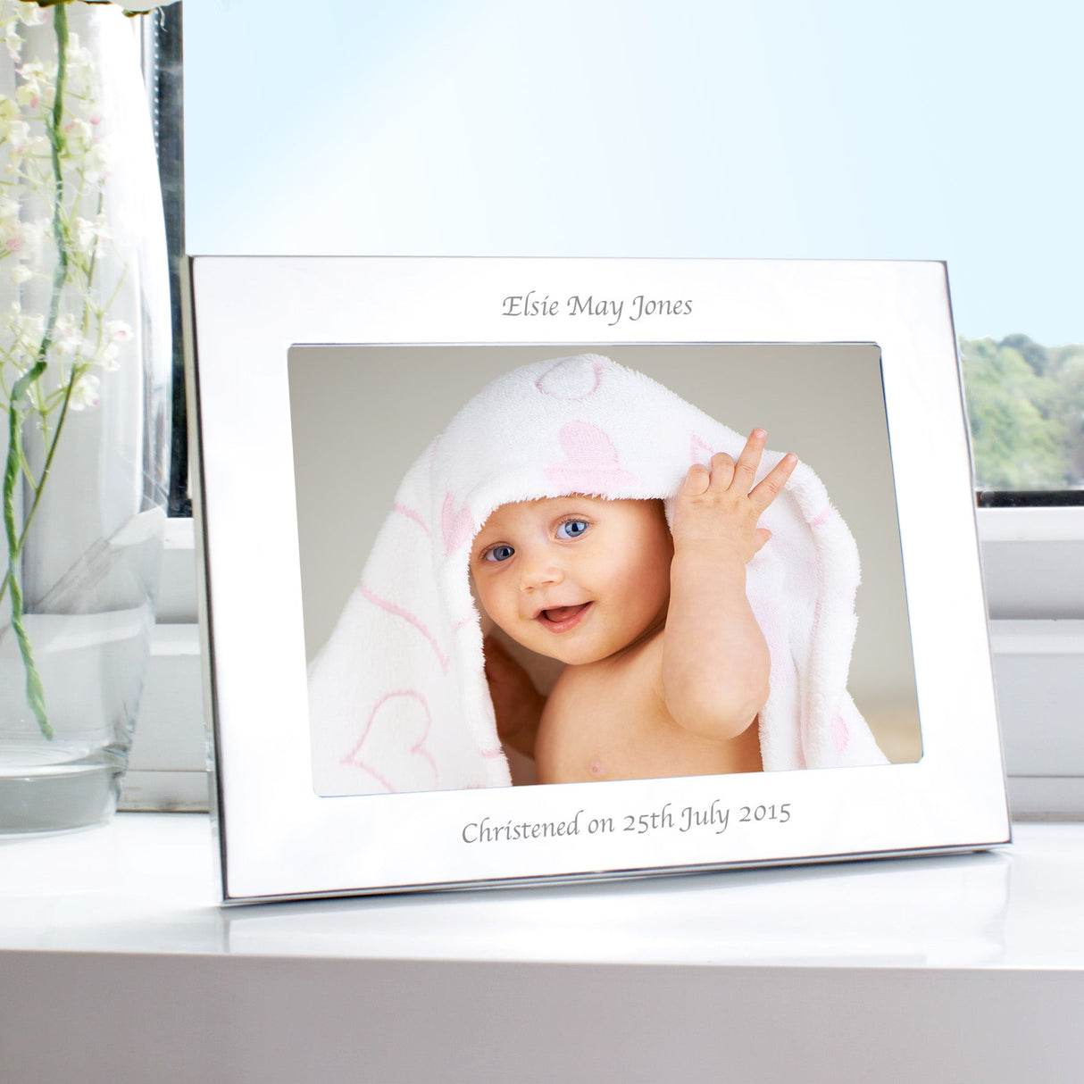Personalised Silver 5x7 Landscape Photo Frame: 1 - Photo Frames By Gift Moments