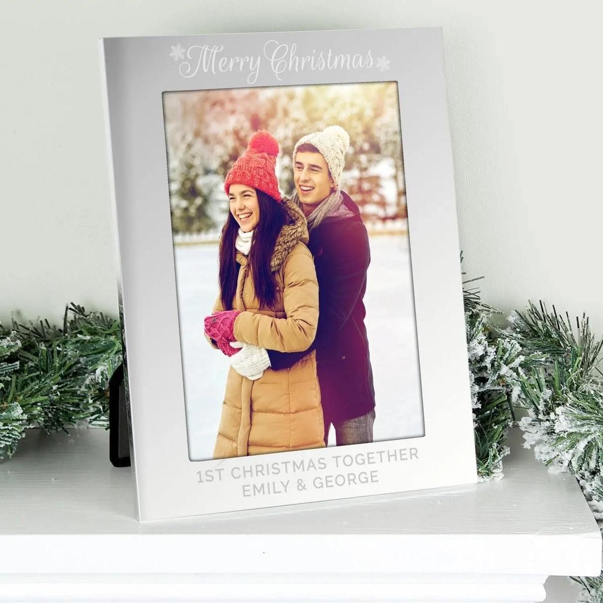 Personalised Silver 5x7 Merry Christmas Photo Frame - Shop Photo Frames At Gift Moments - 1