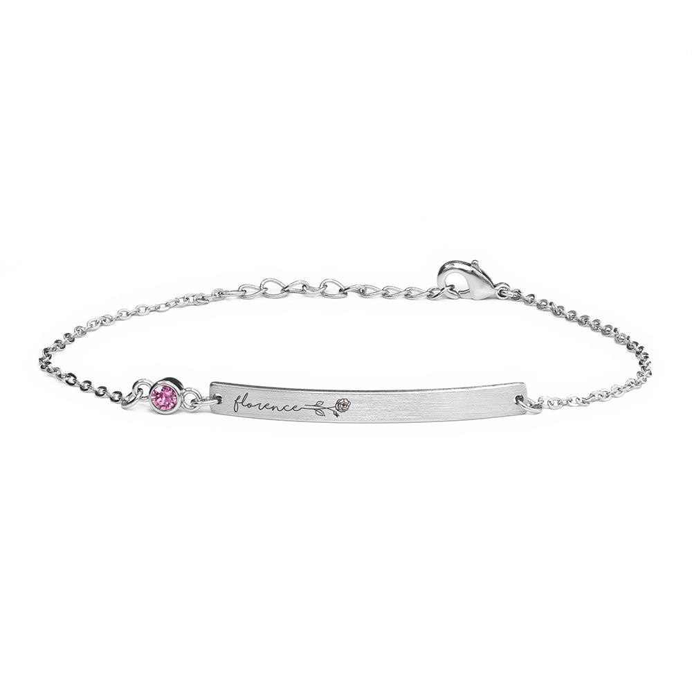 Personalised Silver Birth Flower Swarovski Crystal Bracelets: 24 - Bracelets By Gift Moments