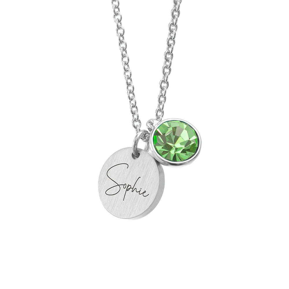 Personalised Silver Birthstone Crystal Disc Necklaces: 20 - Necklaces By Gift Moments