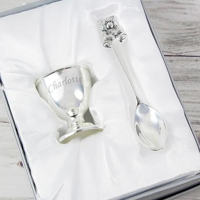 Personalised Silver Egg Cup & Spoon: 2 - Egg Cups By Gift Moments