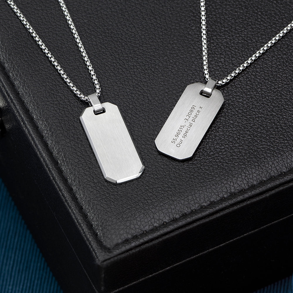 Personalised Silver Luxury Men’s Dog Tag Necklace - Shop Necklaces At Gift Moments - 1