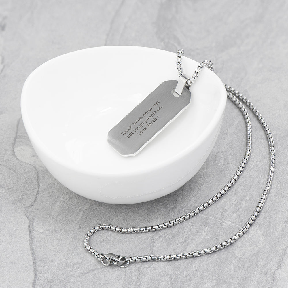 Personalised Silver Luxury Men’s Dog Tag Necklace - Shop Necklaces At Gift Moments - 5