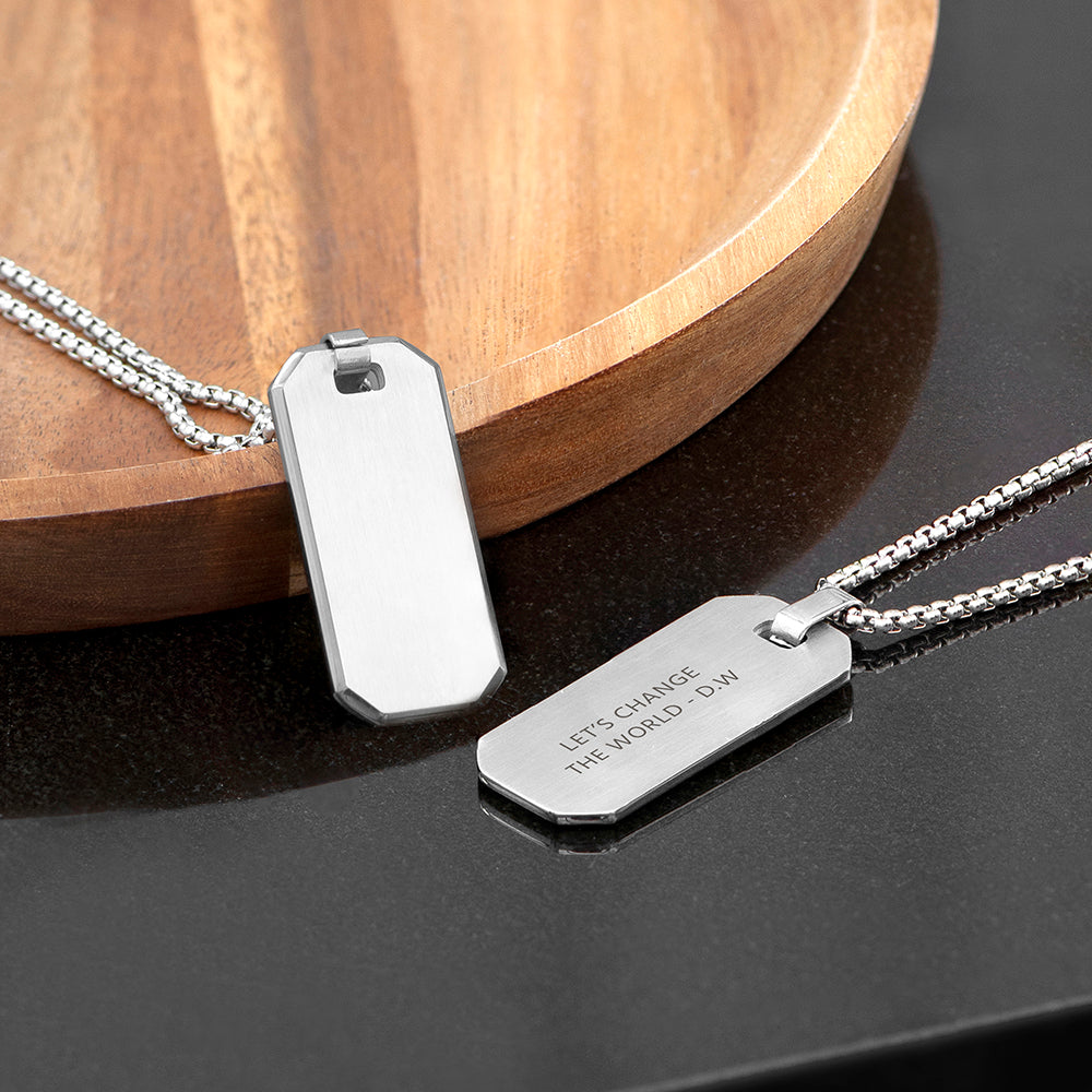 Personalised Silver Luxury Men’s Dog Tag Necklace - Shop Necklaces At Gift Moments - 3