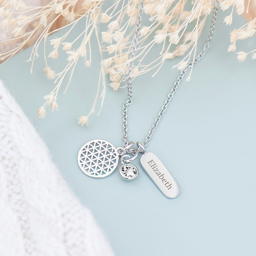 Personalised Silver Mandala Charms Necklace: 2 - Necklaces By Gift Moments