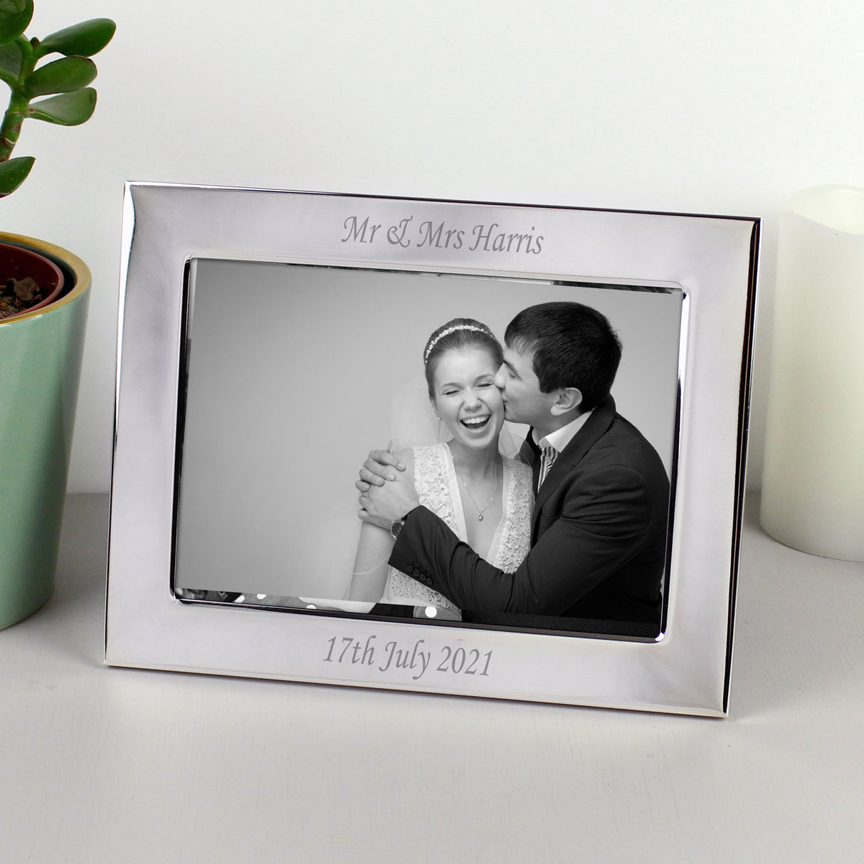 Personalised Silver Plated 6x4 Landscape Photo Frame: 2 - Photo Frames By Gift Moments