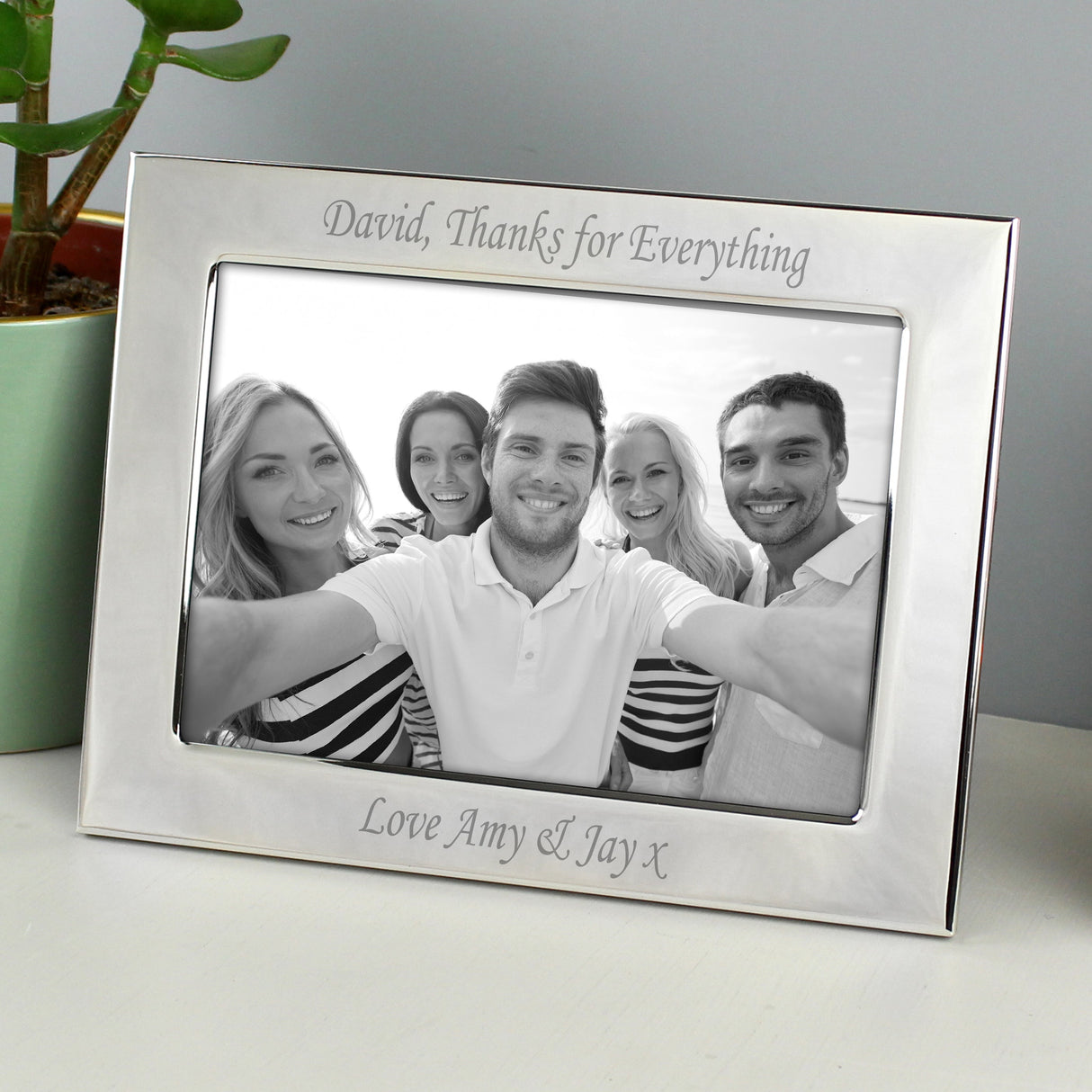 Personalised Silver Plated 6x4 Landscape Photo Frame: 6 - Photo Frames By Gift Moments