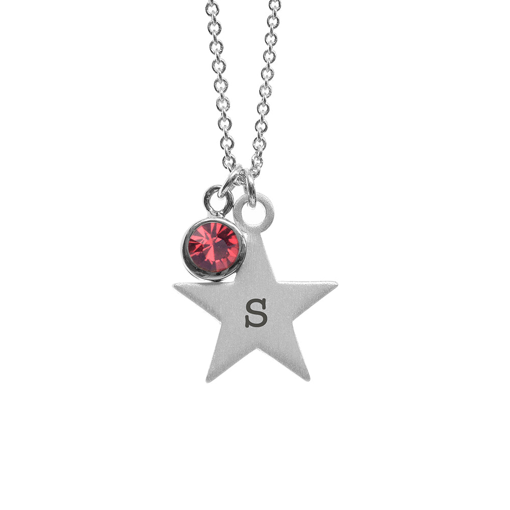 Personalised Silver Star Birthstone Crystal Necklaces: 18 - Necklaces By Gift Moments