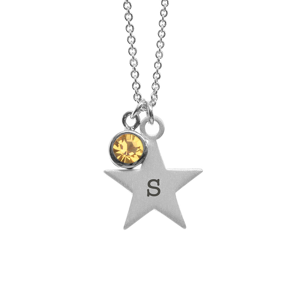 Personalised Silver Star Birthstone Crystal Necklaces: 23 - Necklaces By Gift Moments