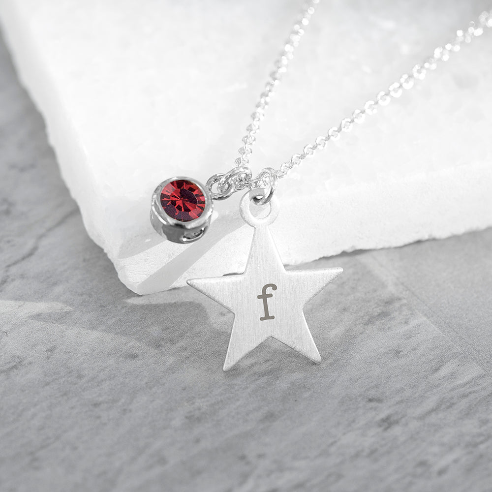Personalised Silver Star Birthstone Crystal Necklaces: 8 - July - Necklaces By Gift Moments