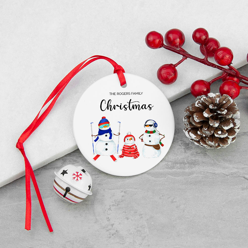 Personalised Snowman Family Christmas Ornament - Shop Christmas Decorations At Gift Moments - 1