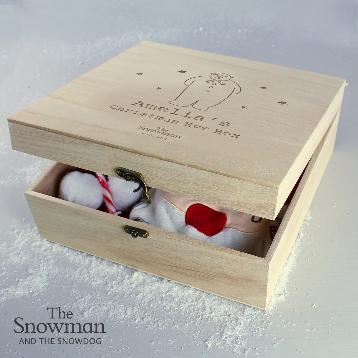 Personalised The Snowman Large Wooden Christmas Eve Box: 3 - Keepsake Boxes By The Snowman