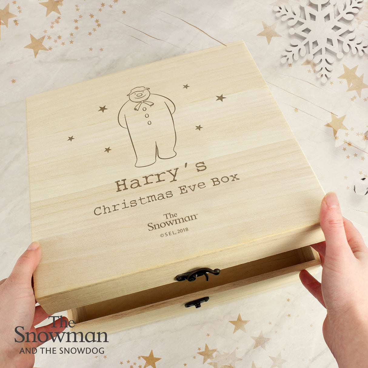 Personalised The Snowman Large Wooden Christmas Eve Box: 2 - Keepsake Boxes By The Snowman