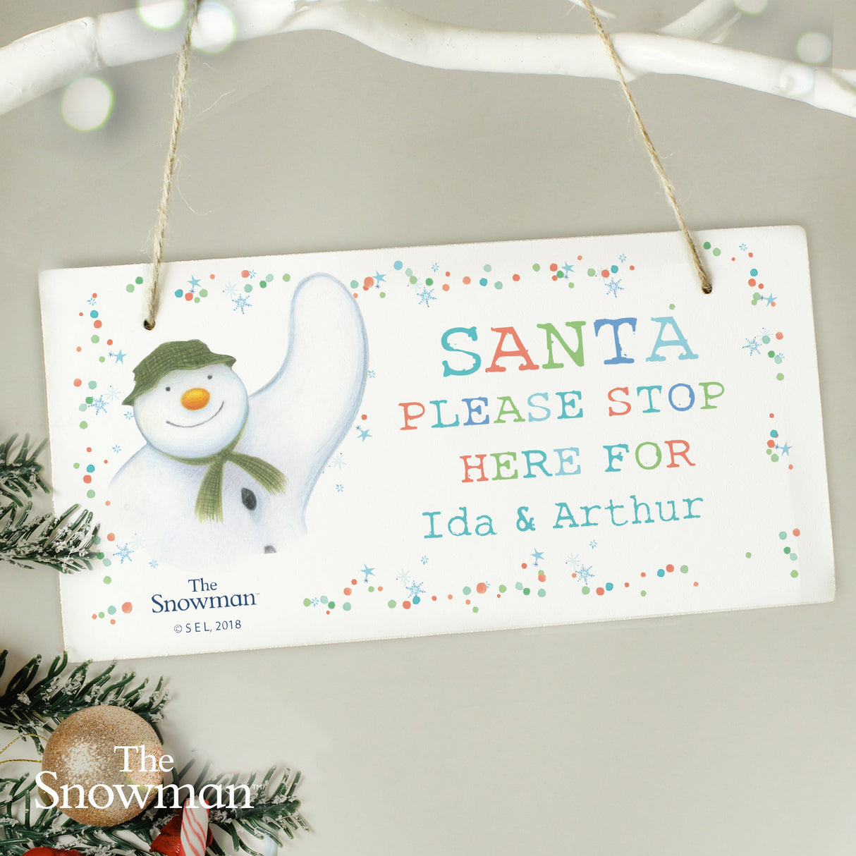 Personalised The Snowman Let it Snow Santa Stop Here Wooden Sign: 1 - Signs & Plaques By The Snowman