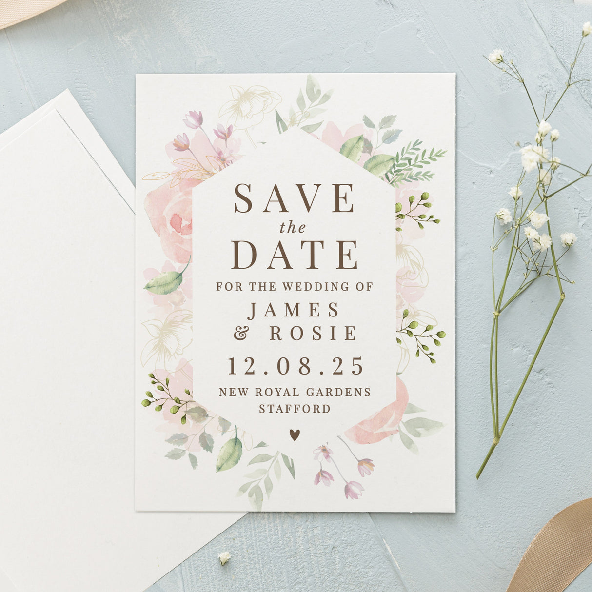 Personalised Soft Floral Set of 36 Wedding Save the Dates: 1 - Keepsakes By Gift Moments