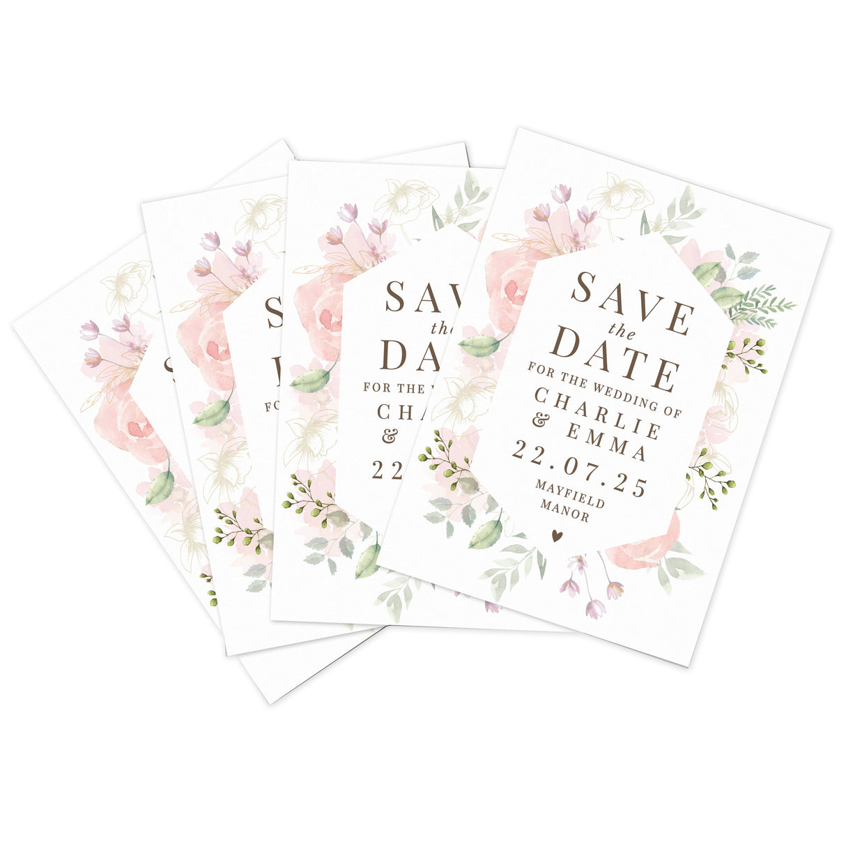 Personalised Soft Floral Set of 36 Wedding Save the Dates: 5 - Keepsakes By Gift Moments