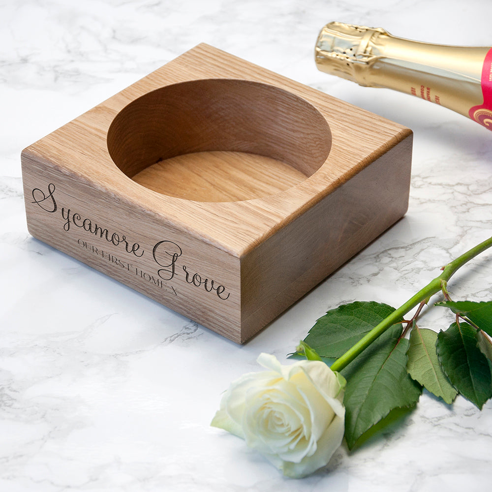Personalised Solid Oak Champagne Holder: 4 - Barware By Gift Moments