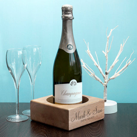 Personalised Solid Oak Champagne Holder: 7 - Barware By Gift Moments