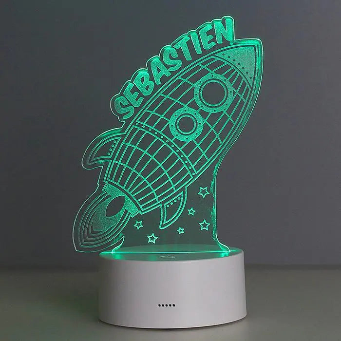 Personalised Space Rocket LED Colour Changing Wireframe Night Light: 2 - LED Lighting By Gift Moments