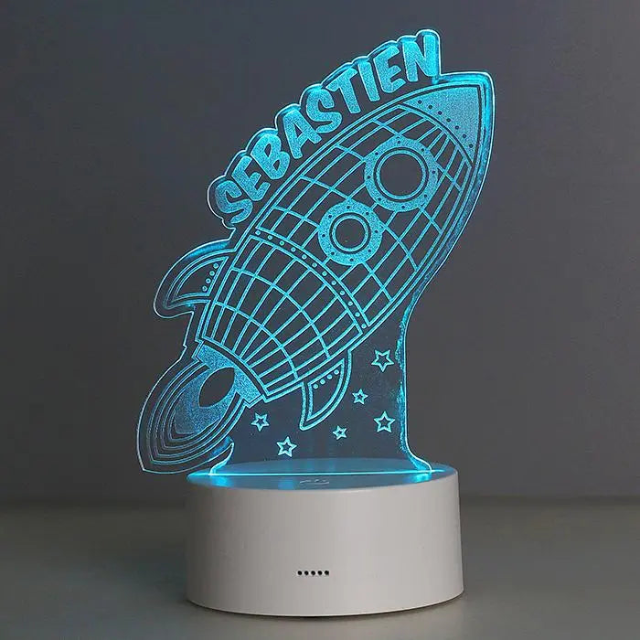 Personalised Space Rocket LED Colour Changing Wireframe Night Light: 1 - LED Lighting By Gift Moments