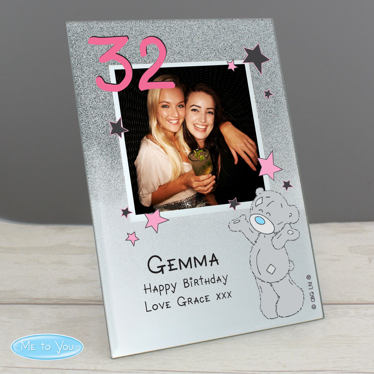 Personalised Me To You Sparkle & Shine 4x4 Glitter Glass Photo Frame: 1 - Photo Frames By Gift Moments