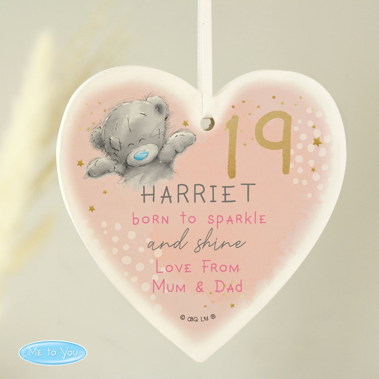 Personalised Me To You Sparkle & Shine Birthday Wooden Heart: 3 - Decorations