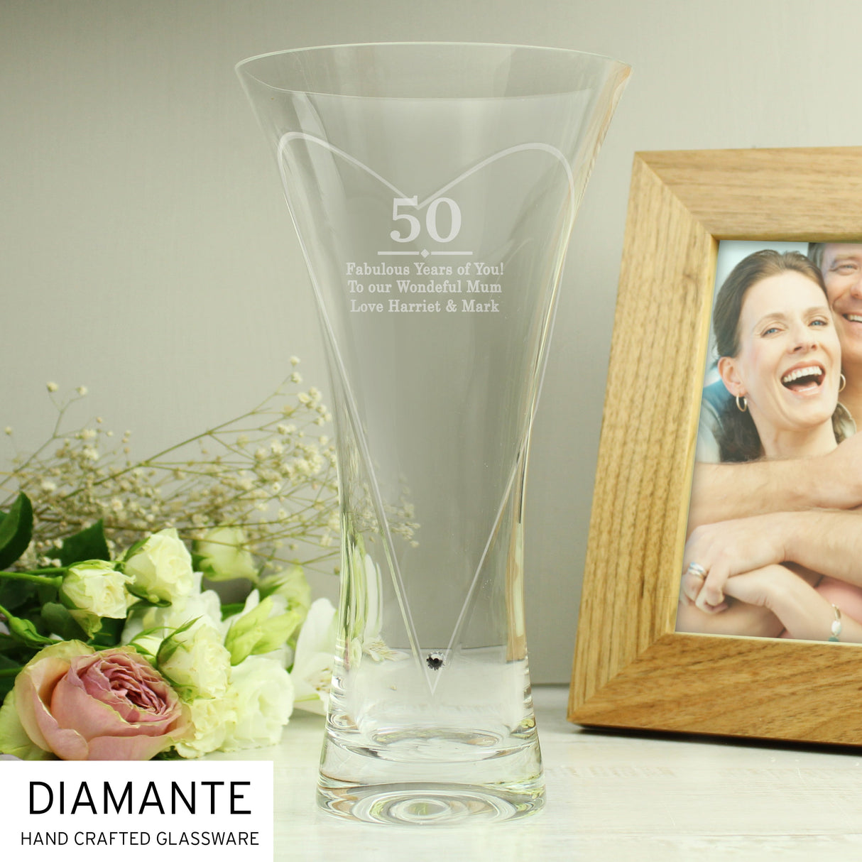 Personalised Special Year Diamante Heart Vase: 8 - Vases By Gift Moments