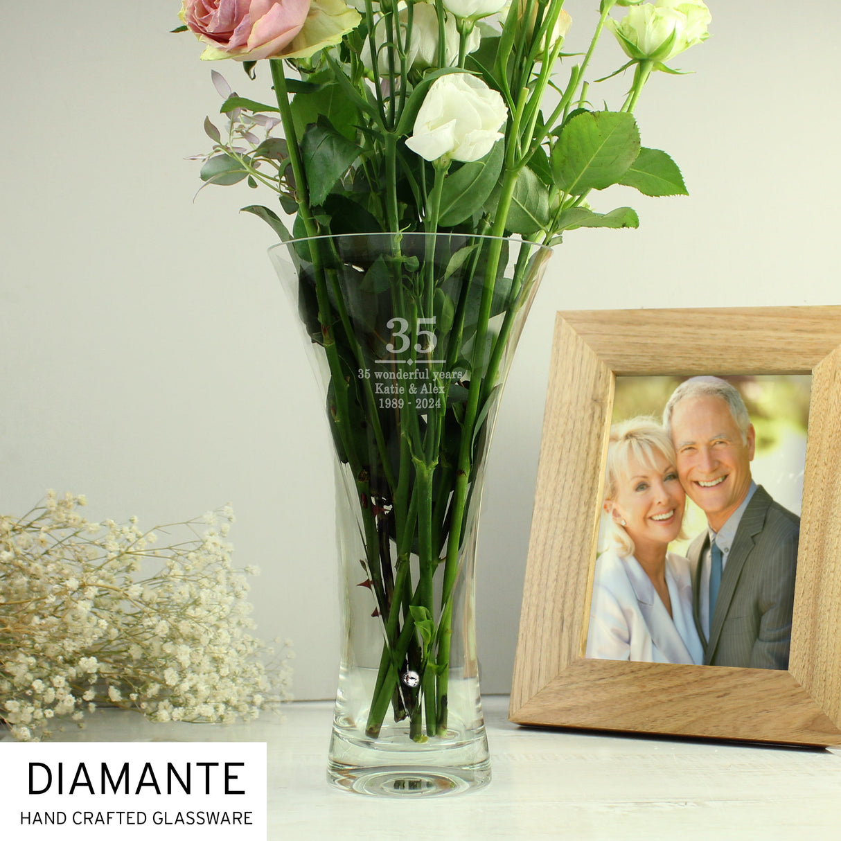 Personalised Special Year Diamante Heart Vase: 6 - Vases By Gift Moments