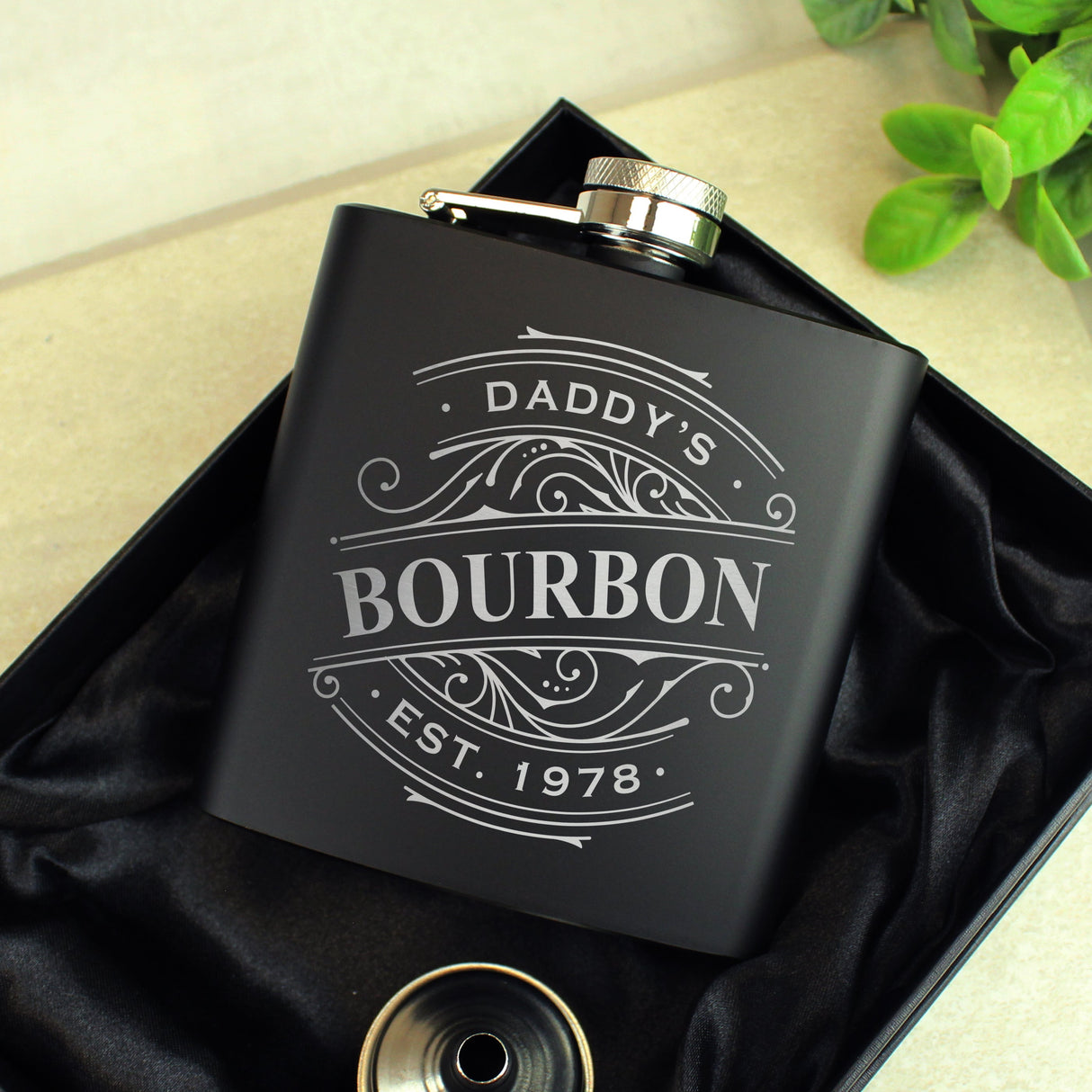 Personalised Spirit Black Hip Flask: 1 - Hip Flasks By Gift Moments