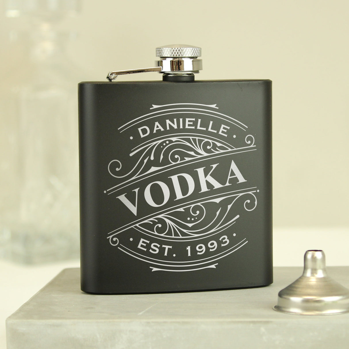 Personalised Spirit Black Hip Flask: 6 - Hip Flasks By Gift Moments