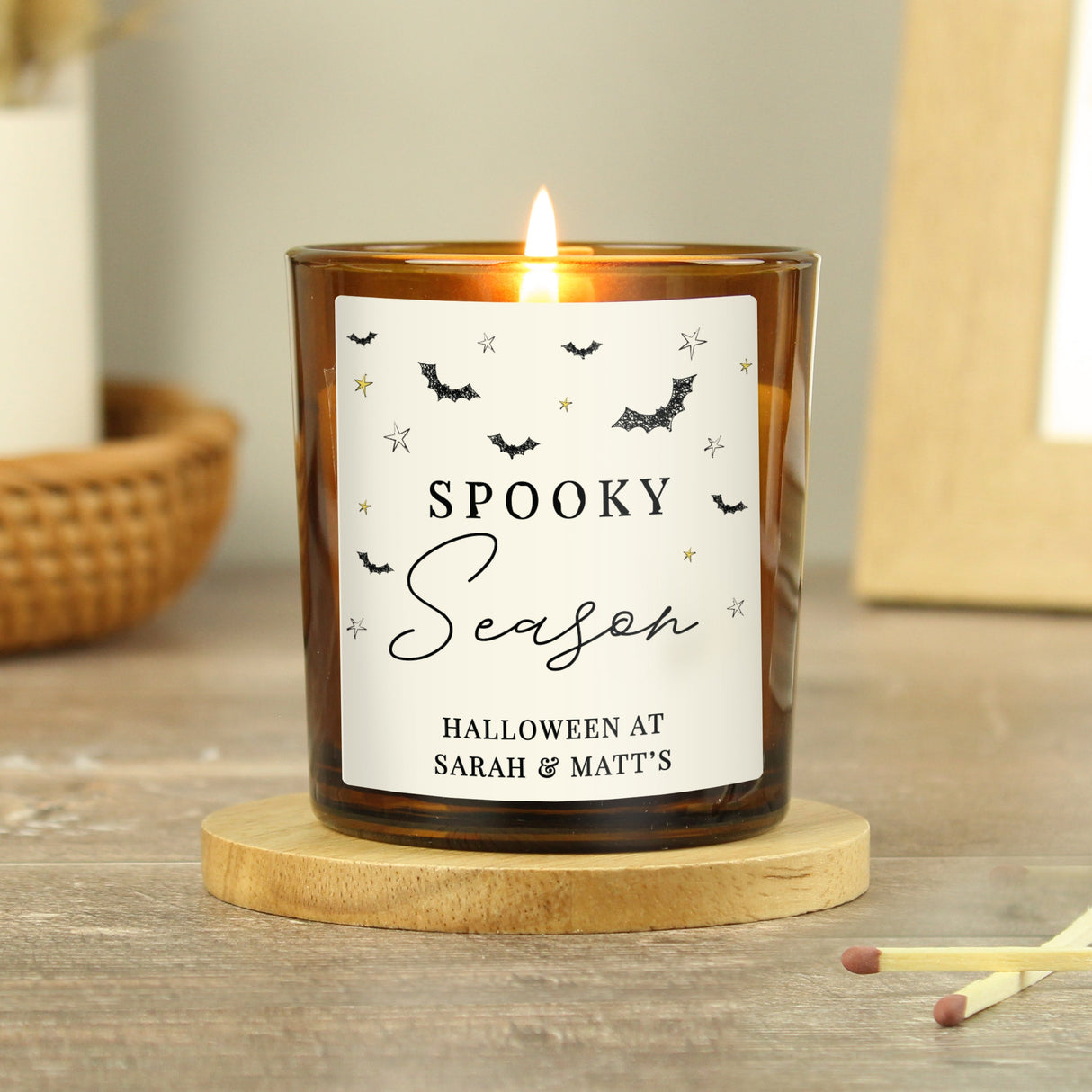 Personalised Spooky Amber Glass Candle: 2 - Candles By Gift Moments