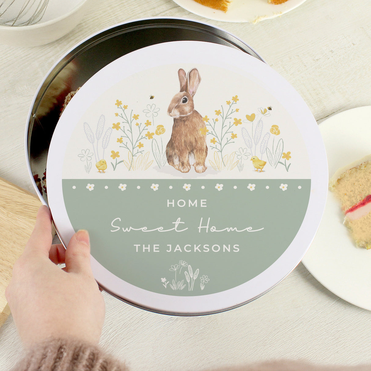Personalised Spring Bunny Cake Tin: 1 - Storage By Gift Moments