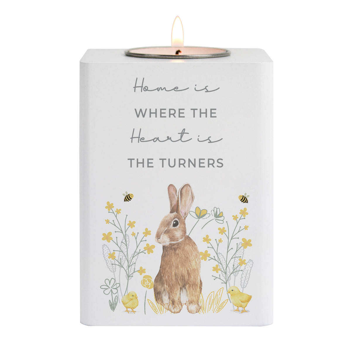 Personalised Spring Bunny Tealight Holder: 5 - Candle Holders By Gift Moments