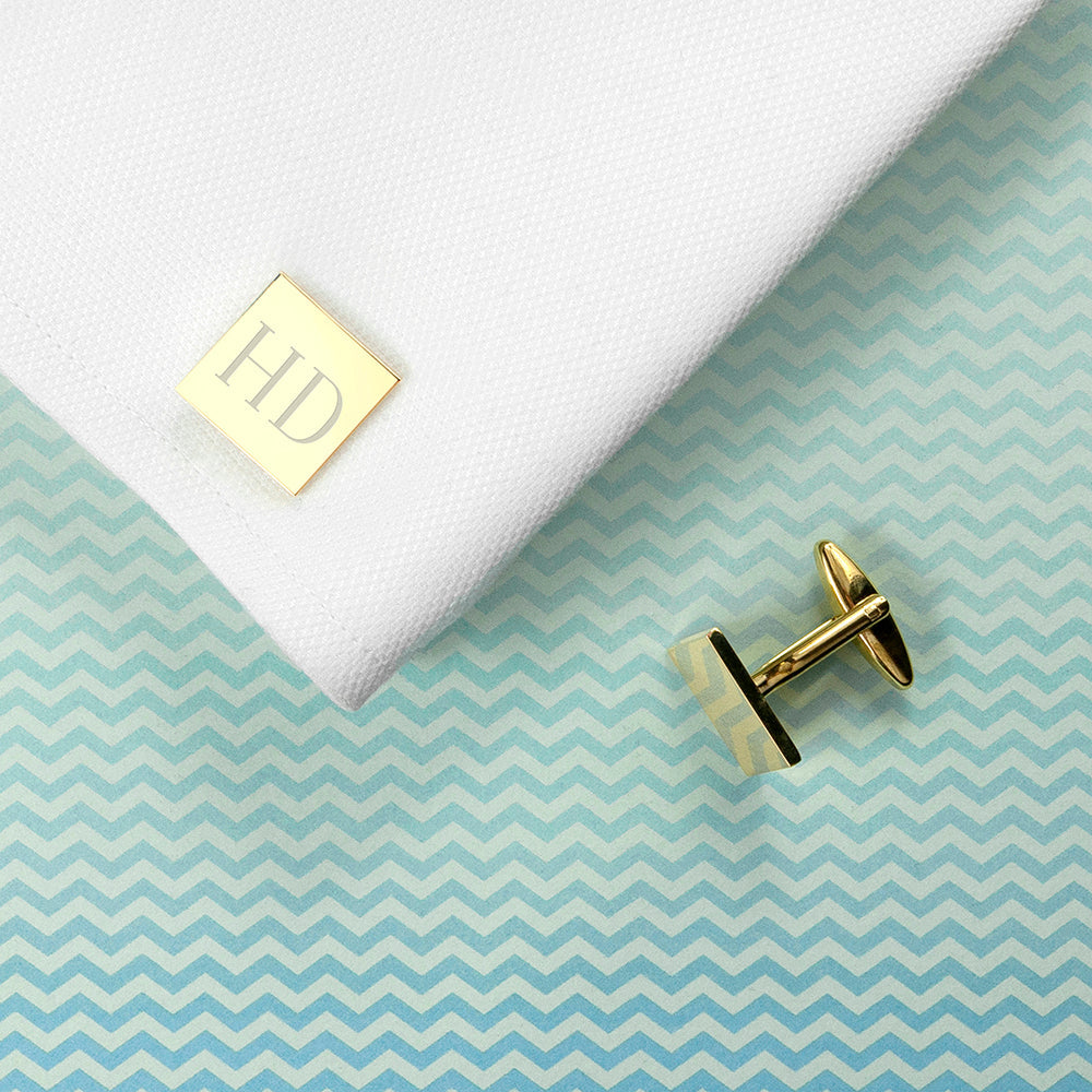 Personalised Square Gold Plated Cufflinks: 6 - Cufflinks & Tie Slides By Gift Moments