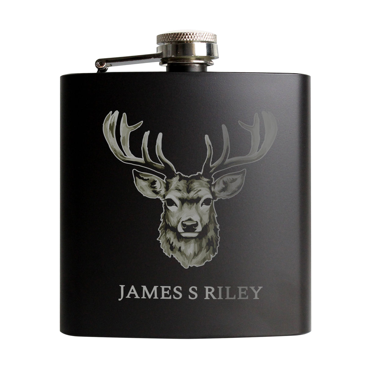 Personalised Stag Black Hip Flask: 5 - Hip Flasks By Gift Moments