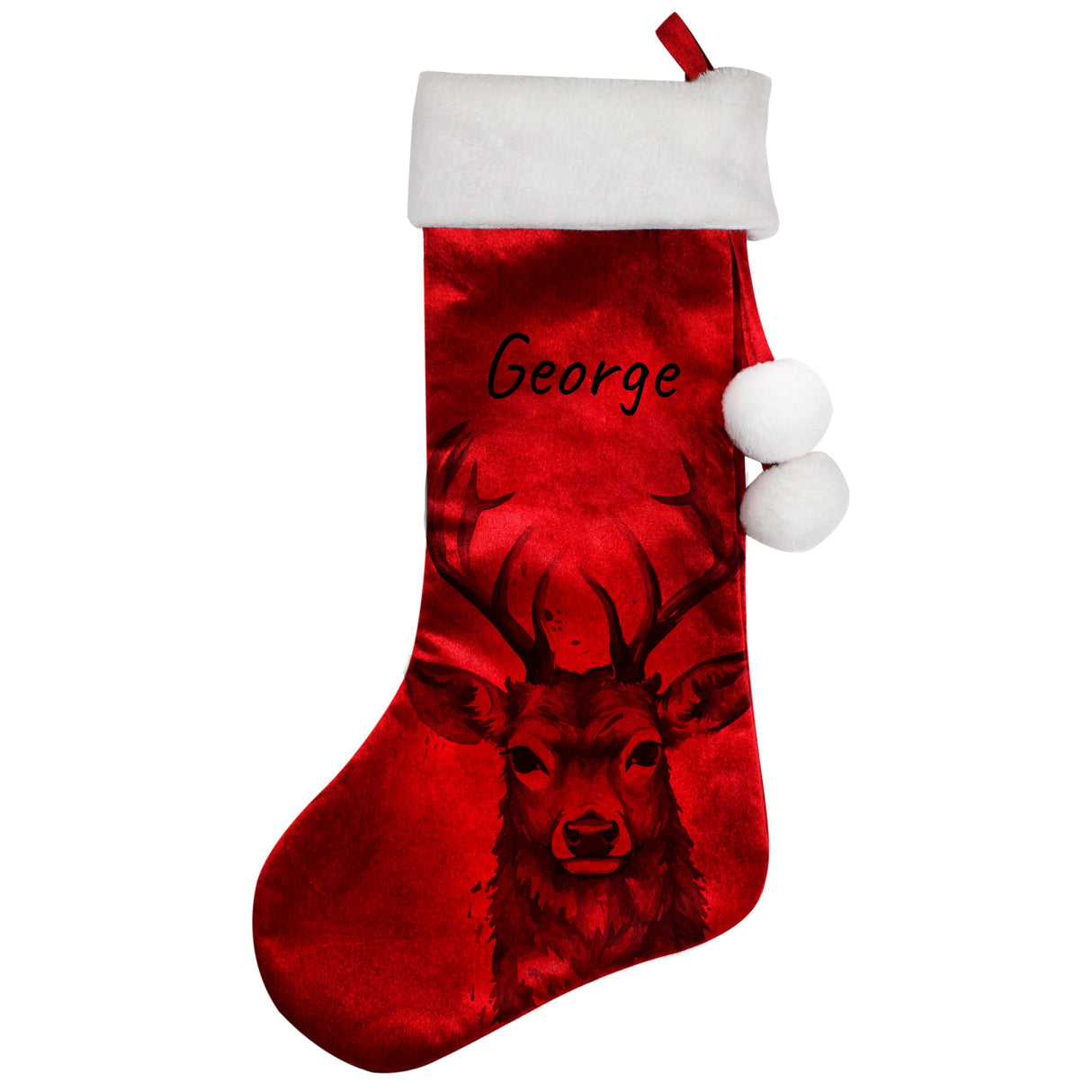 Personalised Stag Red Stocking: 4 - Christmas Stockings By Gift Moments
