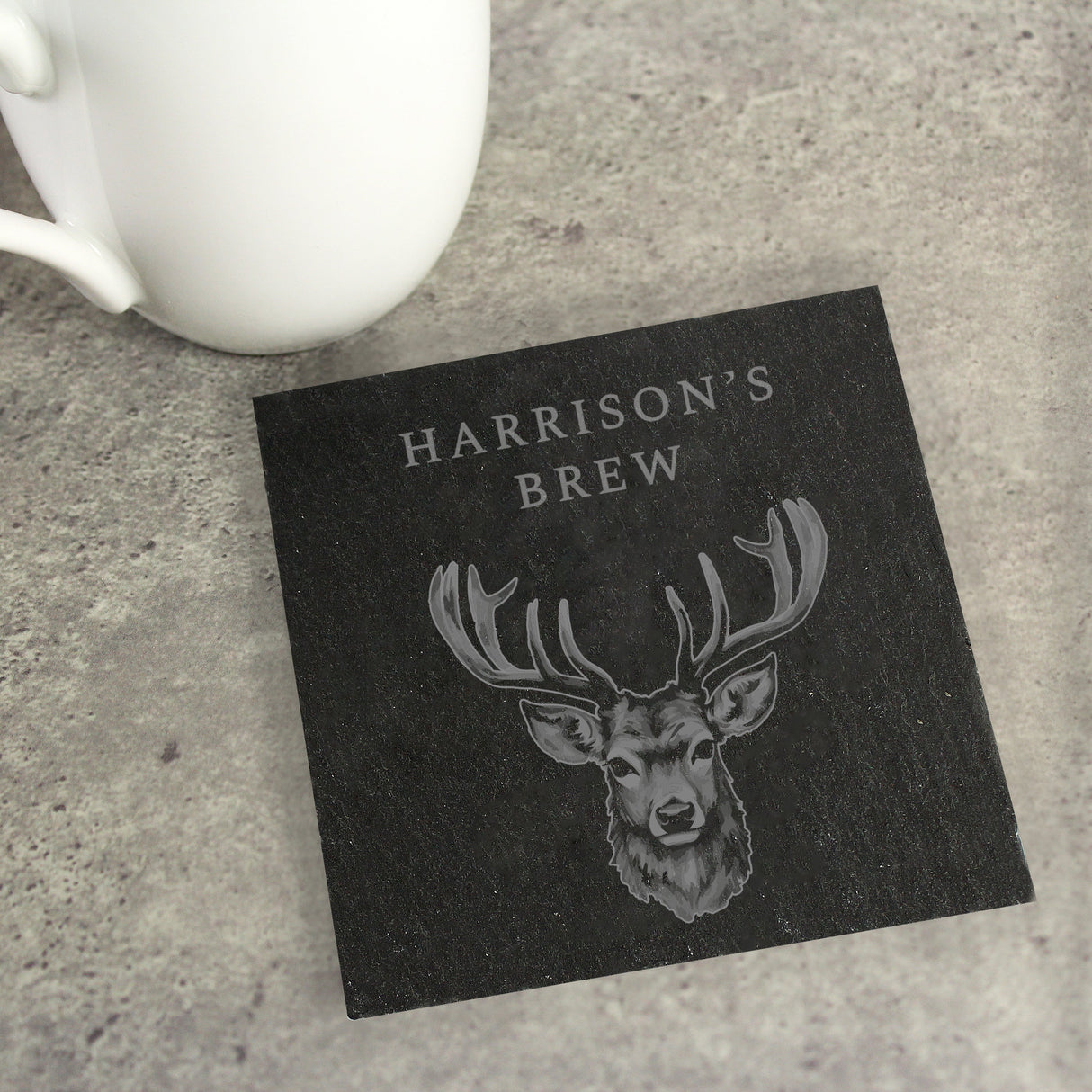 Personalised Stag Slate Coaster: 1 - Coasters By Gift Moments