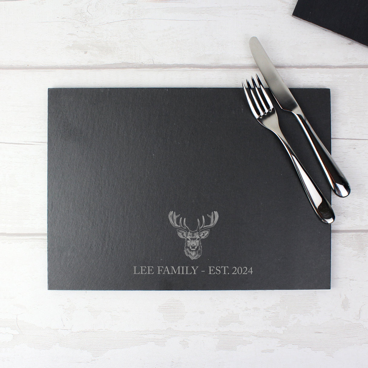 Personalised Stag Slate Placemat: 4 - Placemats By Gift Moments
