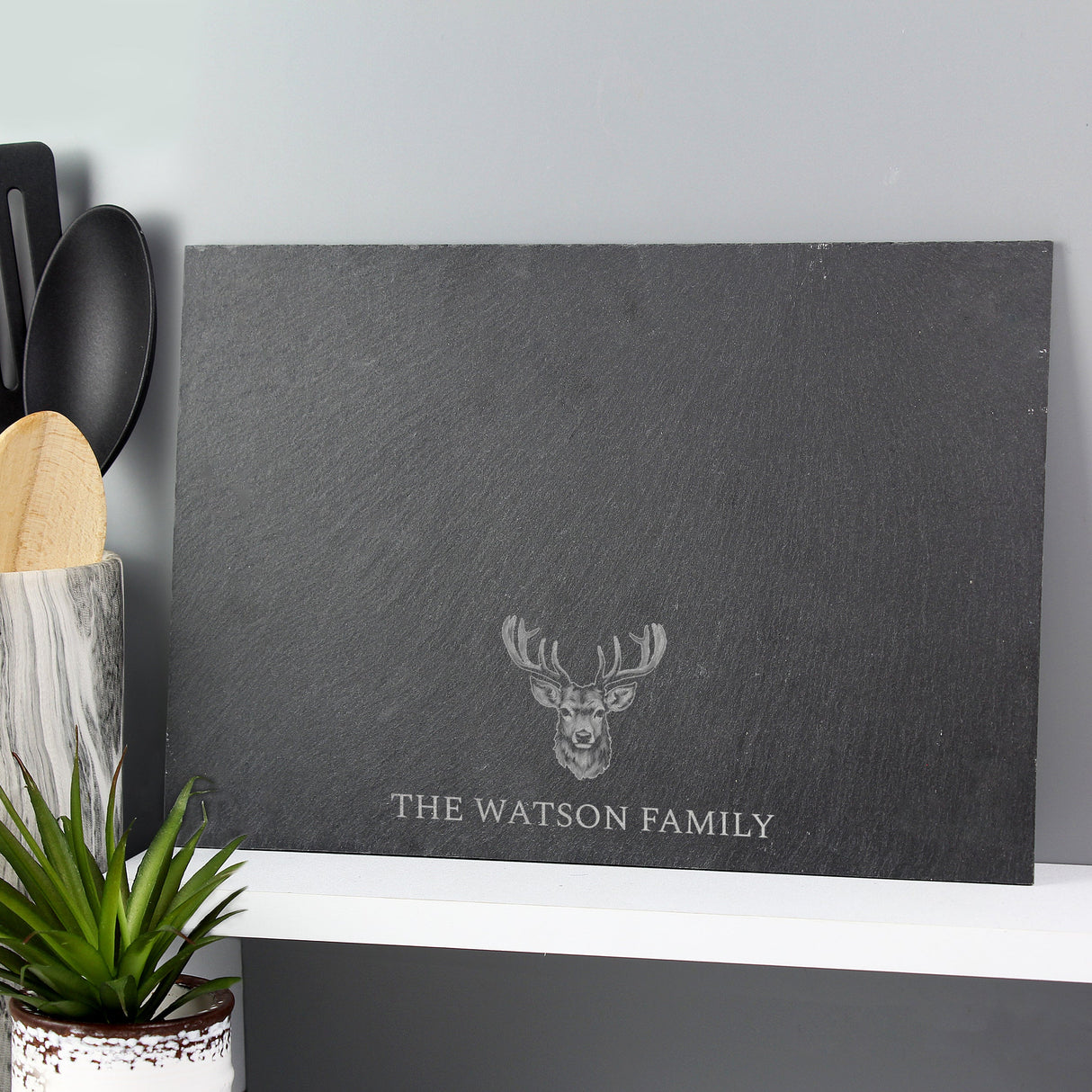 Personalised Stag Slate Placemat: 3 - Placemats By Gift Moments