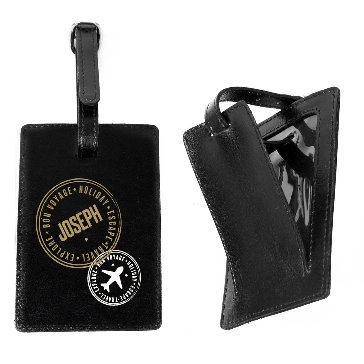 Personalised Stamped Black Luggage Tag: 4 - Luggage Tags By Gift Moments