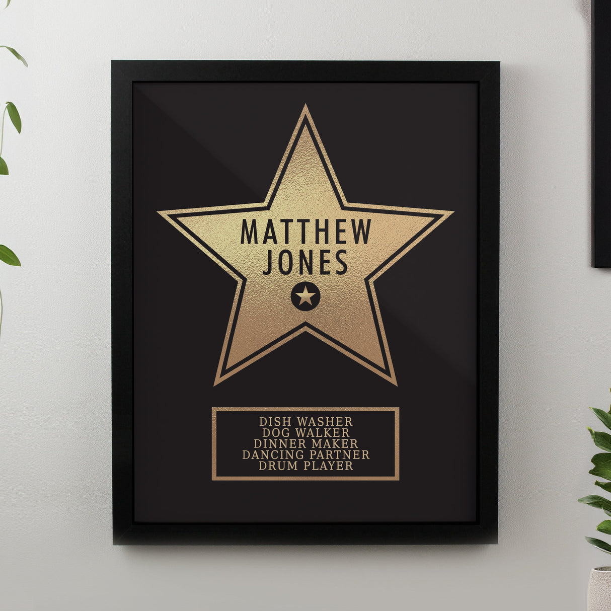 Personalised Star Award Framed Prints: 2 - Black - Framed Prints By Gift Moments