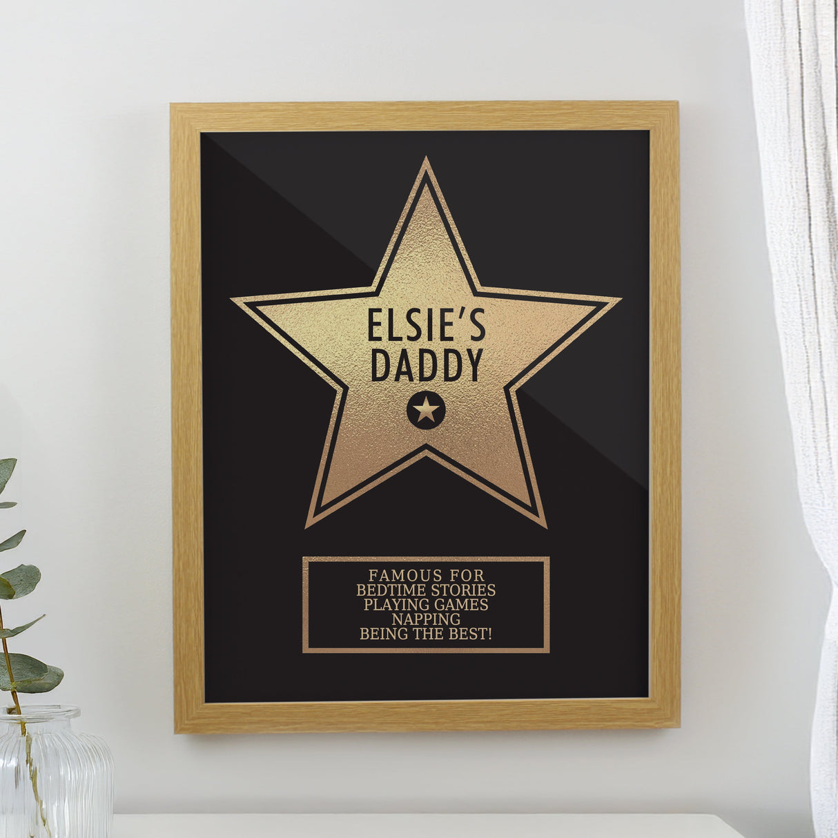 Personalised Star Award Framed Prints: 1 - Oak - Framed Prints By Gift Moments