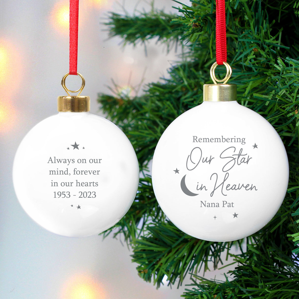 Personalised Our Star in Heaven Bauble: 2 - Christmas Baubles By Gift Moments