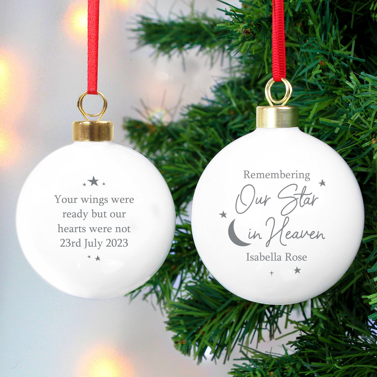 Personalised Our Star in Heaven Bauble: 3 - Christmas Baubles By Gift Moments