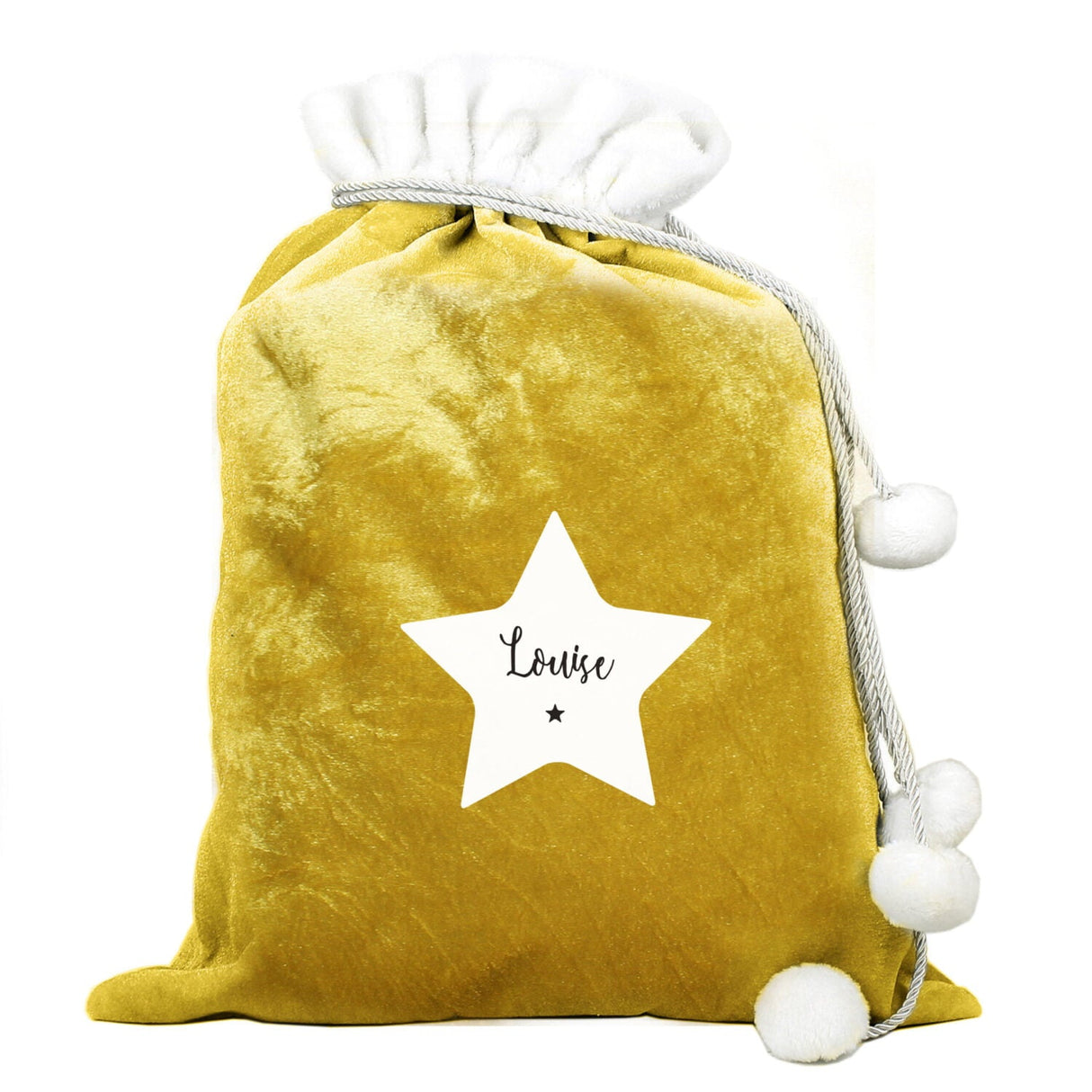 Personalised Star Luxury Pom Pom Gold Sack: 4 - Christmas Sacks By Gift Moments