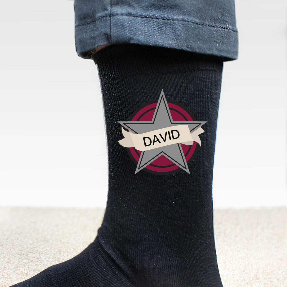 Personalised Star Men’s Socks: 1 - Clothing By Gift Moments