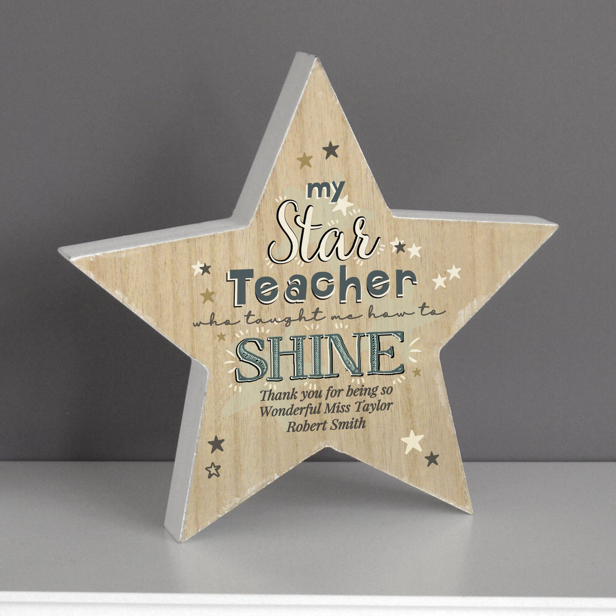 Personalised My Star Teacher Rustic Wooden Star Decoration: 4 - Keepsakes By Gift Moments
