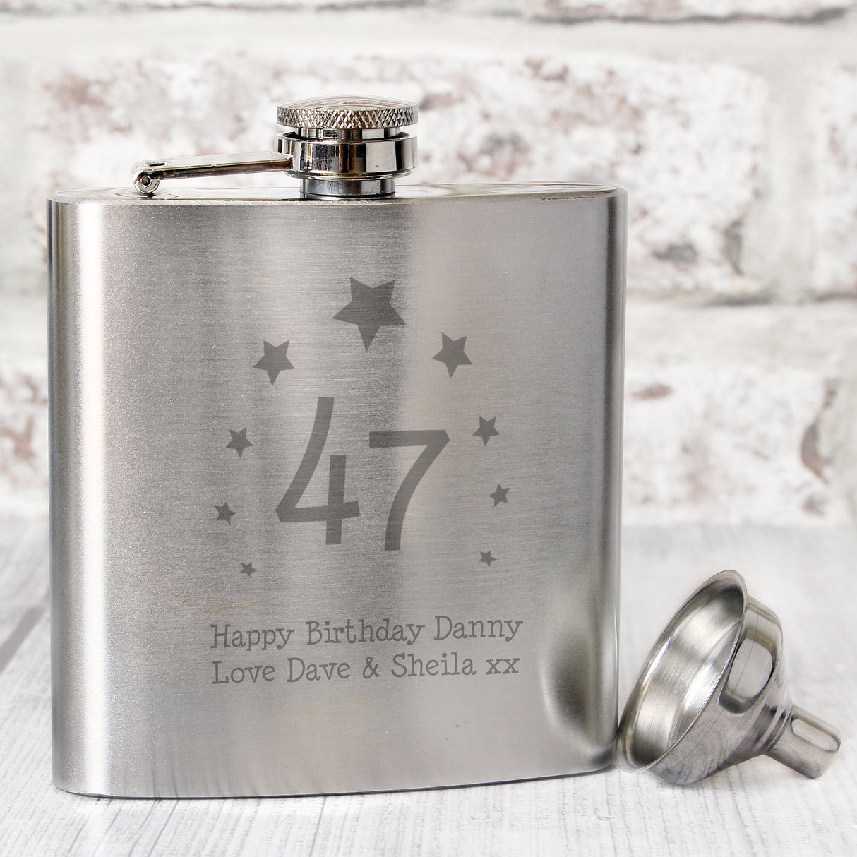 Personalised Stars Age Hip Flask: 1 - Hip Flasks By Gift Moments