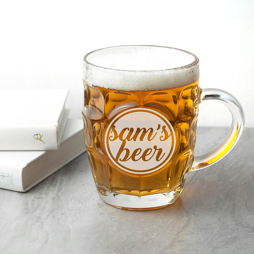 Personalised Statement Dimpled Beer Glass: 2 - Beer Glasses By Gift Moments