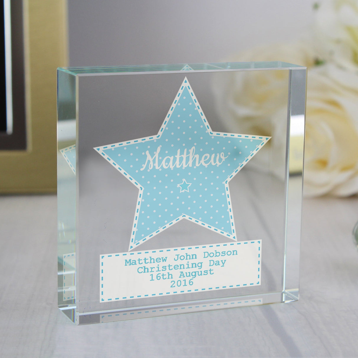 Personalised Stitch & Dot Baby Boy Crystal Token - Shop Crystal Tokens At Gift Moments - 2